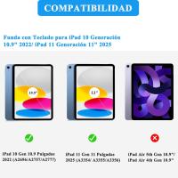 Funda con Teclado Español con Ñ para iPad 10.ª Generación y 11.ª Generación , Carcasa PU Delgada rotectora Delgada con Ranura de Lápiz  con Teclado Bluetooth Desmontable para 10.9 iPad 10th Gen. 2022(A2696/A2757/A2777) y 11th Gen. 2025(A3354/A3355/A3356) - details 0