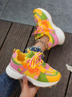 Nuevas Zapatillas De Mujer 2024 Cómodas Y Transpirables Con Cordones Plataforma Baja Para Exterior Casual Colorido Mesh - details 8