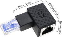 FGNS Adaptadores de Ethernet de 90 grados, ángulo  izquierdo, conector RJ45 macho a hembra,  apantallado,  conexión de red,  Adaptador de ángulo Recto Macho a Hembra  compatible con Cat5 Cat6 （Izquierda） - details 3