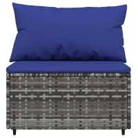 vidaXL Set de muebles de jardín 3 pzas y cojines ratán sintético gris - details 4