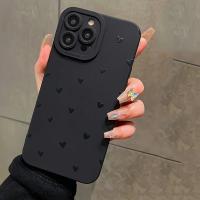 Funda De Teléfono Corazón Negro Para iPhone 14 13 11 15 pro Max 12 Mini XS XR X 8 7 plus SE 2022 14Pro 13Pro Mate Cubierta Suave Compatible Con Apple - details 0