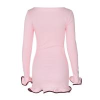 Vestidos Elegantes Para Mujer Con Cuello Redondo Y Manga Larga Slim Casual En Rosa Negro Blanco Vestidos Cortos Chic Para Fiesta Y Calle - details 14