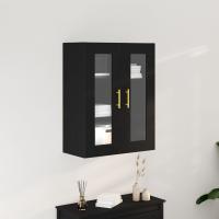 Cabinet montado en la pared de vidaXL con puertas de vidrio en roble negro 69,5x34x90 cm - details 0
