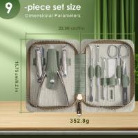 Set De Manicura Y Pedicura 9 Piezas Herramientas De Cuidado Personal Acero Inoxidable Con Estuche De Cuero PU Kit De Tijeras Y Cortauñas - details 0