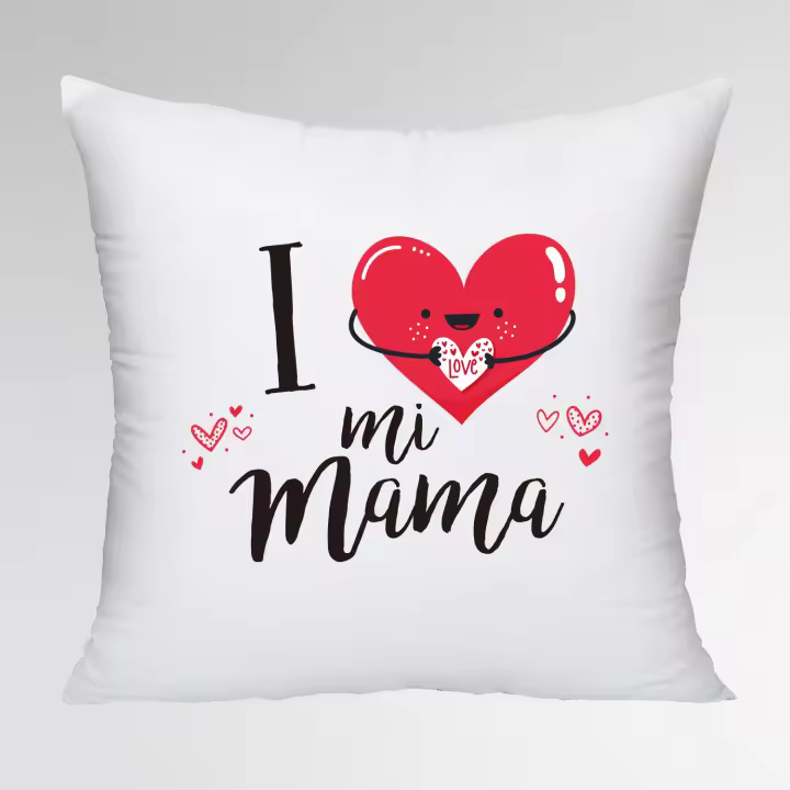 Cojín I Love Mamá con Relleno Incluido para el Día del Padre, Día de la Madre, Cumpleaños, Aniversario, Comunión, Navidad y San Valentín - Regalos Originales - 1