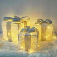 Juego De 3 Cajas De Regalo Iluminadas LED Para Decoración De Navidad Interior Y Exterior Árbol De Navidad Jardín Hogar - details 4