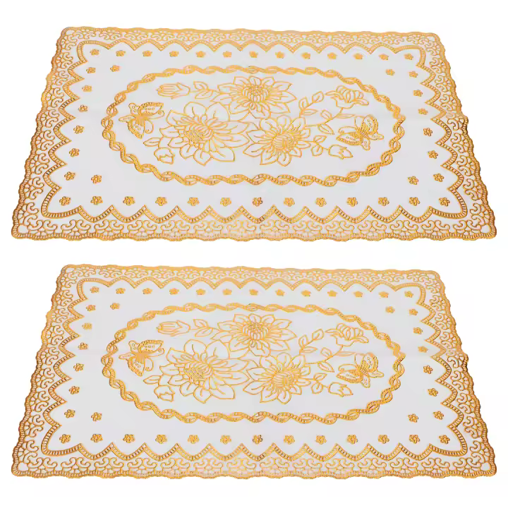 2 manteles individuales Dorados de PVC de 30x45 cm para mesa, posavasas, decoración para Cocina y Boda, al mejor precio - 1