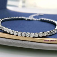 Pulsera De Tenis Ajustable En Plata De Ley 925 Con 4.4 Carrats De Moissanita Diseño De Moda Y Lujo Para Dama - details 0