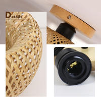 Lámpara De Techo De Bambú Tejida a Mano Estilo Chino Luz De Techo Rattan Wicker Arte De Madera Para Decoración De Hogar Cocina Restaurante - details 5