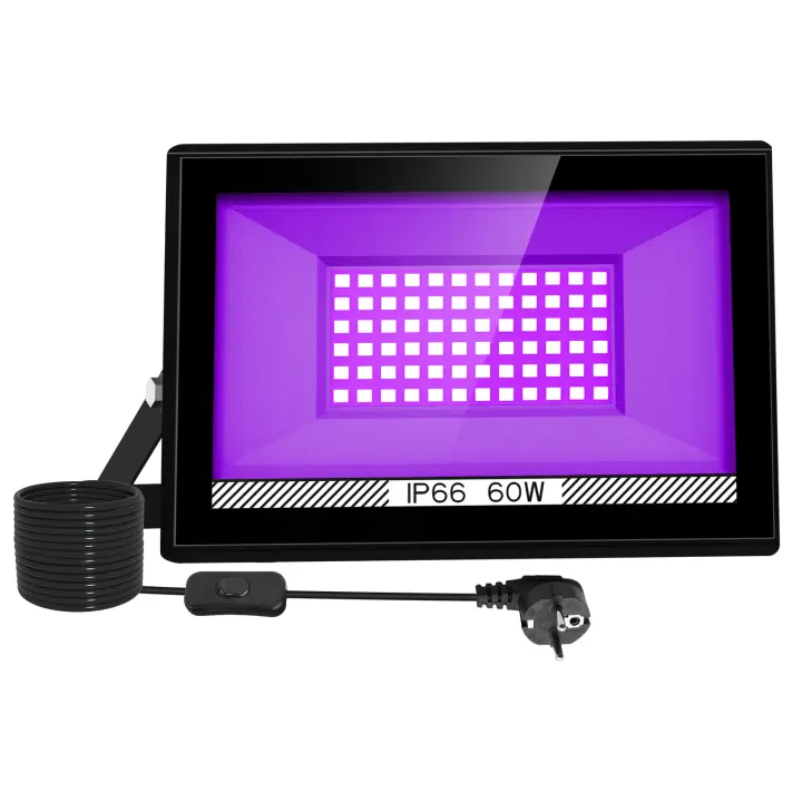 Luz Negra UV 30W/60W Con Enchufe EU/US/UK IP66 Para Escenario Efecto De Luz Ultravioleta Para Halloween Xmas Danza Disco Fiesta - 1