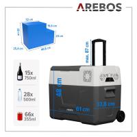 AREBOS Caja refrigerada 39L con ruedas coche nevera APP congelador caja camping - details 7