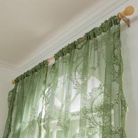 Cortinas De Encaje Verde Estilo Campo Para Living Room Y Dormitorio Decoración De Ventana Con Ramas Almidonadas Doble Capa Sin Efecto Blackout - details 3