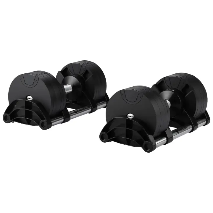 Mancuerna Ajustable Fitness Tech 20kg Negro - Diseño Duradero y Espacio-Eficiente - 1