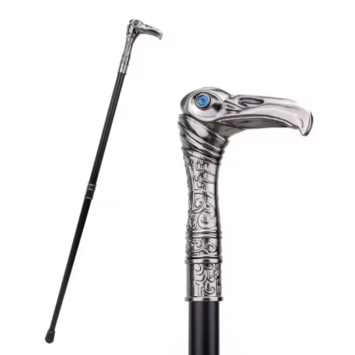 Bastón De Luxo Con Cabeza De Águila Decorativo Y Elegante Moda Cane Cosplay Aleación Vintage 93cm Puntas De Goma Material De Eje De Acero - 1