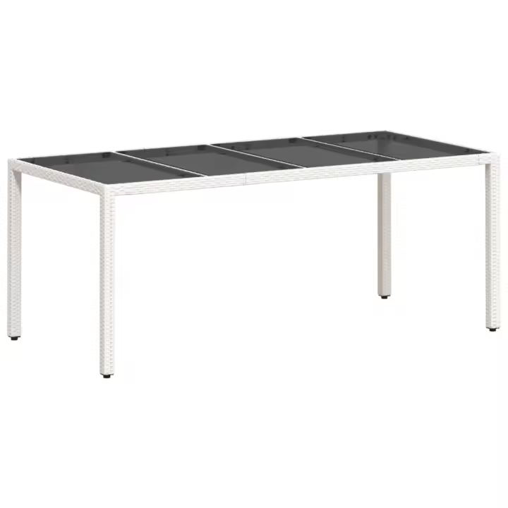 Mesa de Jardín superficie De Vidrio Blanco 190x90x75cm - 1