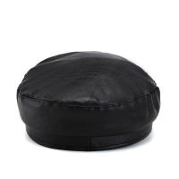 Gorro Militar De Cuero PU Para Mujeres Moda Otoño Invierno Beret Plano Casual Unisex Para Exteriores Y Pintores - details 4