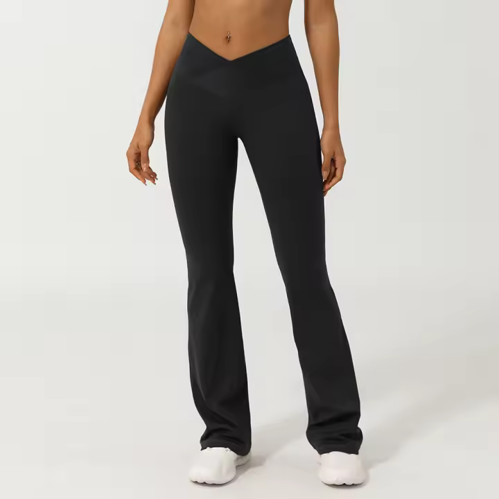 Pantalones Deporte De Yoga Para Mujer Leggings De Pierna Ancha Con Cintura Cross Fitness Levantamiento Glúteos Elasticidad Completa Acticewear Para Gimnasio Al Aire Libre - 1