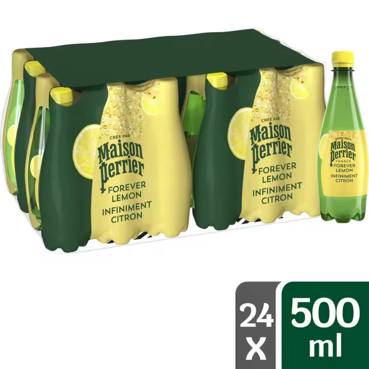 Maison Perrier Forever Agua Mineral con Gas Sabor Limón - Pack de 24 Botellas de 50cl, Refrescante y Burbujeante. ¡La Elección Saludable para Cada Momento del Día! - 1