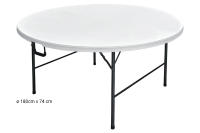 COFAN - Mesa Redonda Plegable Blanca | Medida: 180 x 74 cm | Cierre Plegado por la Mitad - details 0