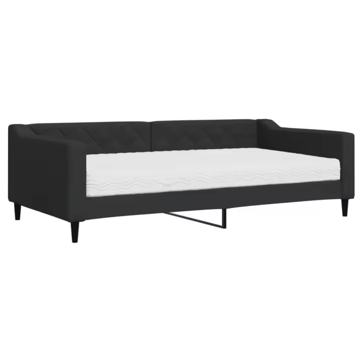 vidaXL Sofá cama con colchón tela negro 100x200 cm - 1