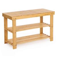 Banco zapatero de bambú, 3 estantes, 70x28x45 cm, ideal para entradas, baños, salas de estar y pasillos, color blanco o madera - details 4