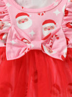 Vestido De Navidad Para Bebé Niñas Con Estampado De San Nicolás Y Manga Larga Estilo Activo Para Otoño Composición 96% Poliéster 4% Elástico - details 2