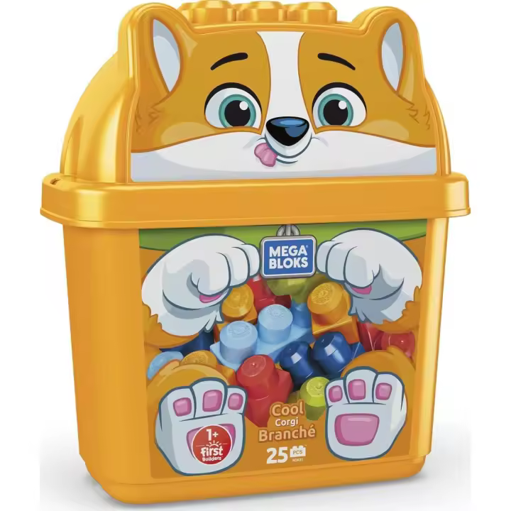 Mattel - Mega Blok Corgi Box Set piezas para montar  25 Bloques Grandes y Coloridos, HDK81 - 1
