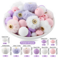 57pcs/Bag Bolas Redondas De Terciopelo Para DIY Hebillas Para Pulseras Collares Y Pendientes Set De Perlas Para Fabricación De Joyas - details 7