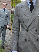 Traje De Novio De Moda Para Hombre 2 Piezas Gris a Cuadros Traje De Negocios Chaleco Slim Fit Pantalones Conjunto Para Bodas Y Uso Diario - details 4