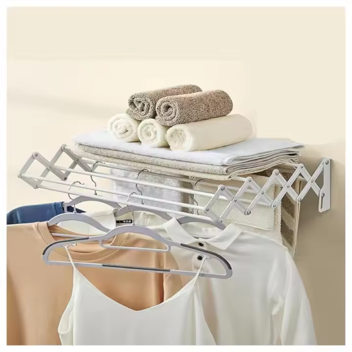 Tendedero de pared para interiores, hogar, dormitorio, baño, percha retráctil, percha fija estirable, almacenamiento de toallas y ropa60cm - 1