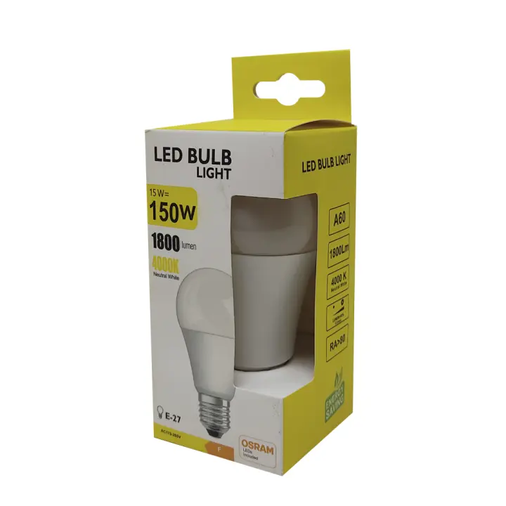 FACTORLED BOMBILLAS LED 15W OSRAM E27 A60, PACK 10 UNIDADES, 1800 LM GRAN LUMINOSIDAD, LUZ BLANCA 3000K - 4000K- 6000K - 1