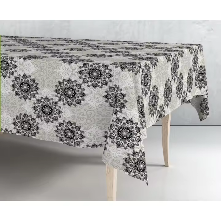 Mantel de hule estampado por metros - Mandalas estrellas gris 43309-2    mantel por metros; manteles; mantel barato; mantel jardín - 1