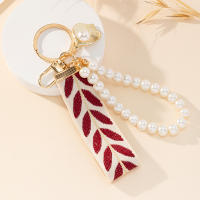 1Pc Encantador Lanyard De Teléfono Con Perla Artificial Y Hoja Charm De Bolso Accesorios Para Mujer Uso Diario Regalos - details 3