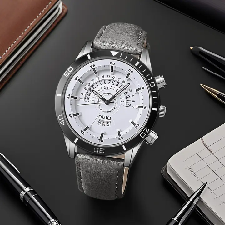 Reloj De Cuarzo Para Hombre De Cuero PU De Alta Calidad Moda Casual Negocios Sencillo Lujo Regalo Popular Reloj De Pulsera - 1