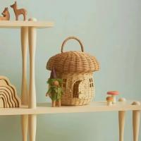 Cesta De Almacenamiento De Rotura En Hecho Ecológico Para Niños Decoración De Habitación De Niños Organizador De Estante Tejido Cesta De Picnic Portátil Fruta Para Casa De Muñecas - details 13