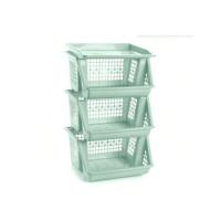 STARLEY-Verdulero apilable Modelo PLFT Color Blanco 3 cestas, 62 x 38 x 29 cm. Cestas portaobjetos apliables, estantes Multiusos para organizar los Espacios domésticos - details 7