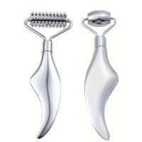 Herramienta De Masaje Facial Gua Sha Y Rodillo De Rostro De Acero Inoxidable 2-en-1 Para Cuidado Diario De La Piel Del Cuerpo Rostro Y Cuello - details 0