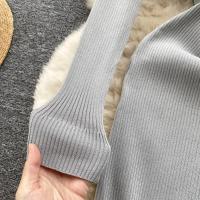 Vestido De Lana Elegante De Otoño Invierno Para Mujer Cintura Alta Botones Cuello Bajado Largo De Contraste Nuevo 2024 - details 17
