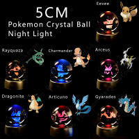 Lámpara De Noche Pokémon Cristal 3D Pikachu Gengar Mewtwo Lámpara De Pokeball Estatua De Vidrio Para Niños Regalo De Cumpleaños - details 1
