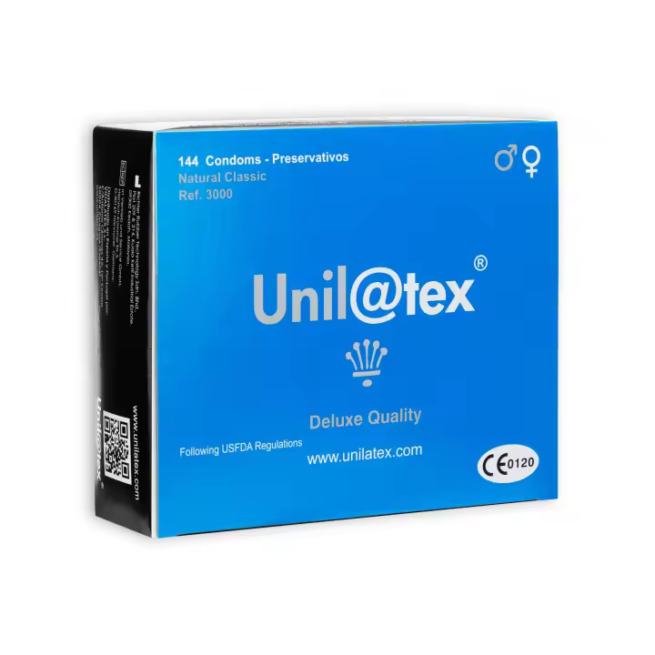 CAJA DE 144 PRESERVATIVOS NATURALES UNILATEX - 1