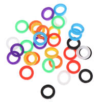 32PCS Anillos De Llaves Elásticos De Goma Suave Etiquetas De Cabezas Capuchones Marcadores ID Mixtos Aleatorios Para Hombres Y Mujeres - details 0