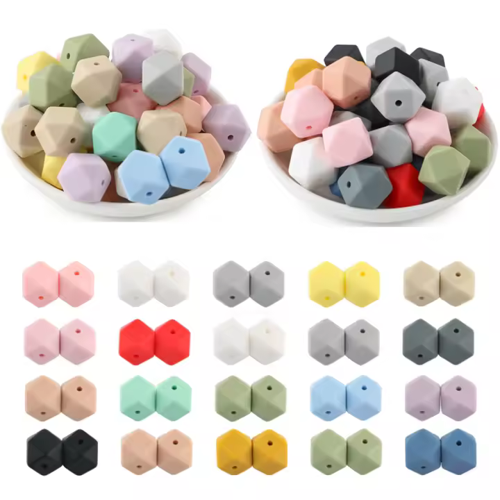 Bolas De Silicona Hexagonales De 14mm Y 17mm Para DIY Accesorios De Joyería De Grado Alimenticio Para Hacer Pulseras Y Collares - 1