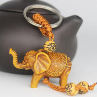 Llavero De Elefante Animal Bonito Engranaje De Riqueza Colgante De Animal Grabado 3D Realista Decoración Para El Hogar Material De Madera - details 0