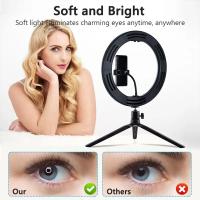 Anillo de luz Led para selfi, lámpara redonda de 26cm y 10 pulgadas con soporte para teléfono, iluminación de relleno para fotografía con trípode para vídeo en vivo de Youtube - details 0
