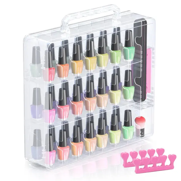 Organizador Portátil De Esmaltes De Uñas Doble Cara Transparente Soporte Para Muestrarios De Esmaltes De Uñas - 1