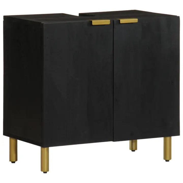 vidaXL Armario de lavabo de baño madera ingeniería negro 62x33x58 cm - 1