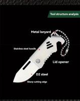 Cuchillo Plegable Mini 2024 Acero Inoxidable D2 Portátil Con Cadena De Llave Para Abrir Cajas Hoja Larga 3.6 Pulgadas Sin Bloqueo - details 1