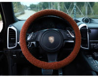 Funda De Volante De Coche De Lana De Oveja Creativa Con Bordado De Peluche Cubierta De Manija Térmica Para Otoño E Invierno - details 24