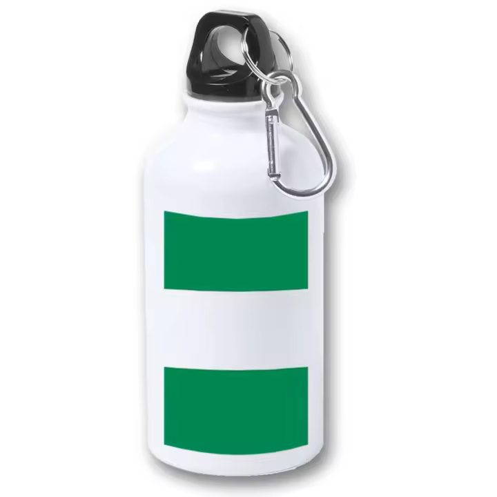 MERCHANDMANIA BIDON 400ML METALICO bandera nigeria pais gobierno nigeriano para viaje y deporte - 1