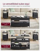 Mesa de centro elevable con almacenamiento, cajones, compartimentos ocultos y estante abierto, marrón rústico y negro - details 3